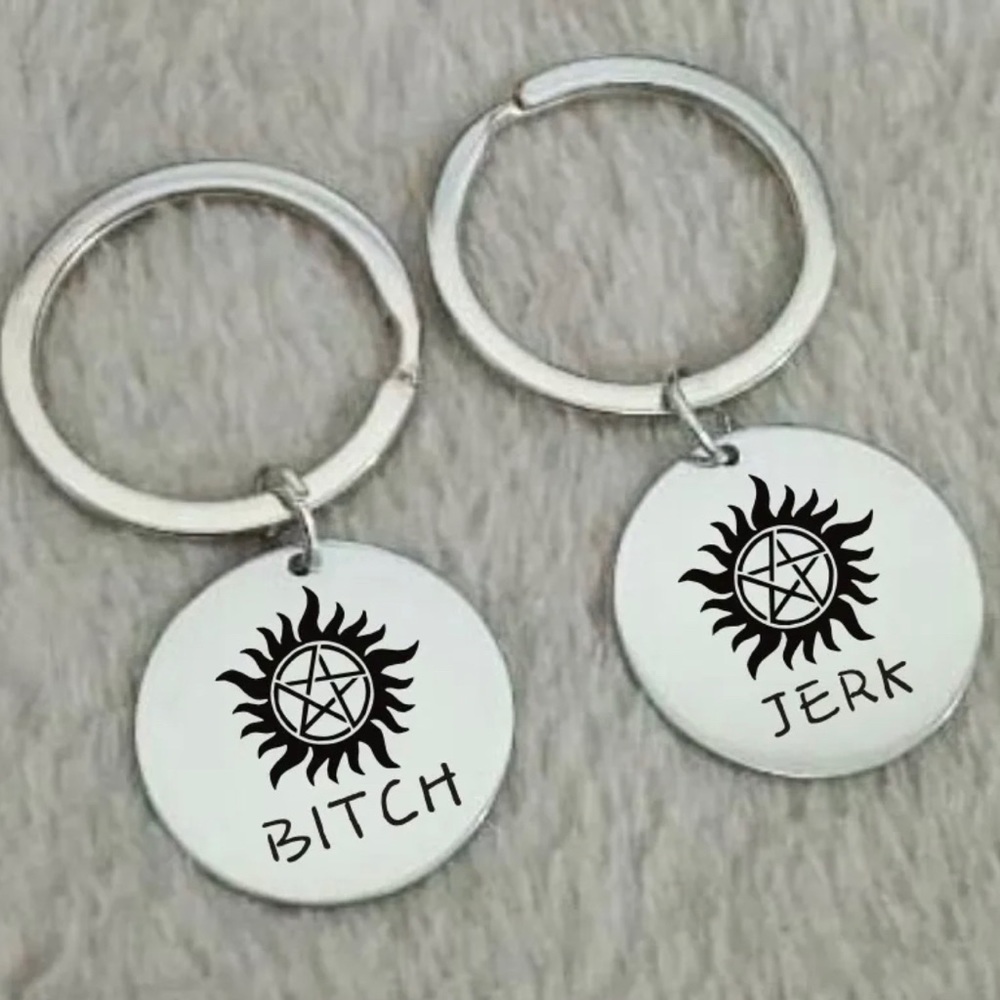 2 Piece Set Supernatural Stainless Steel Keychains NEW